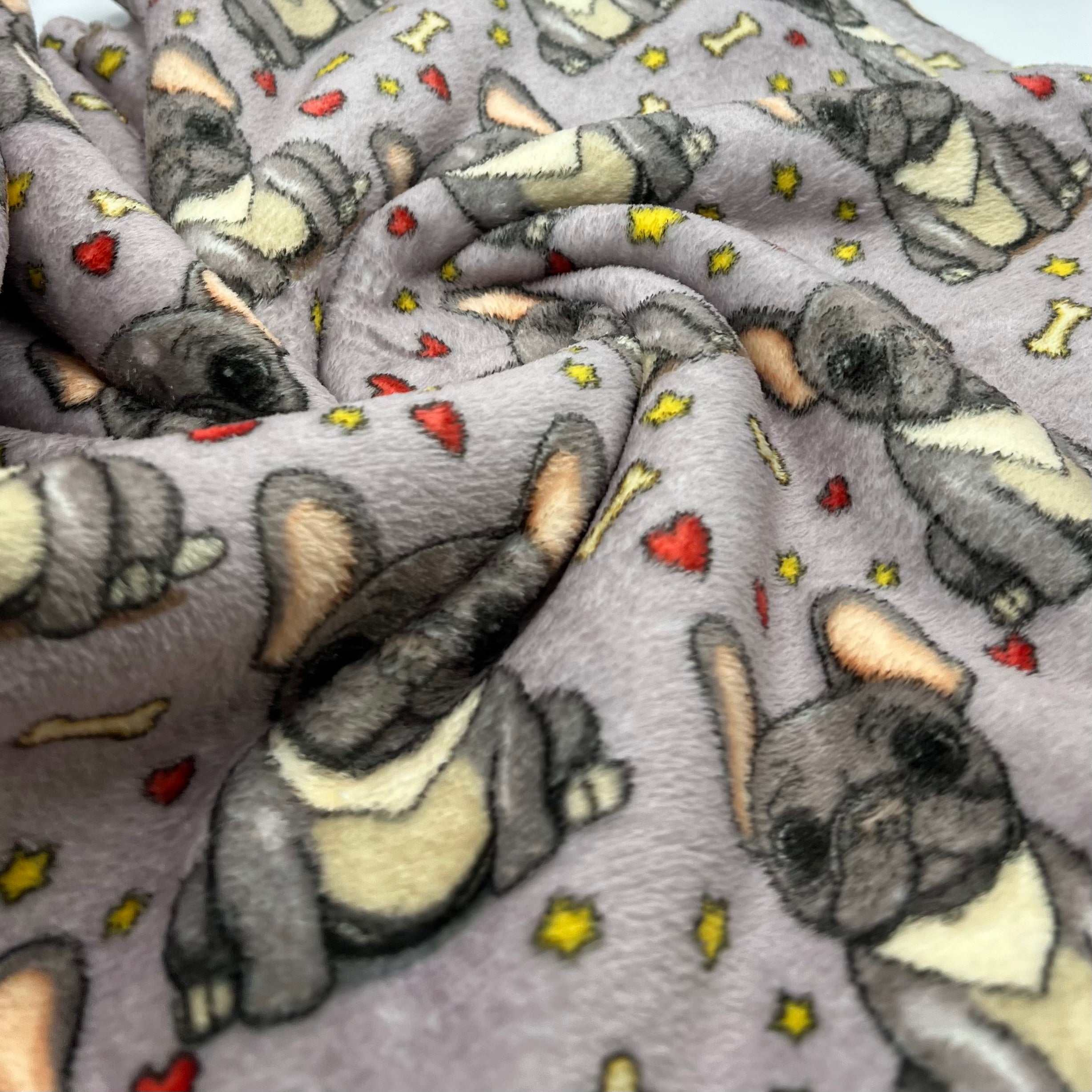 Bone Puppy Cuddle Fleece Fabric Blanket Loungewear